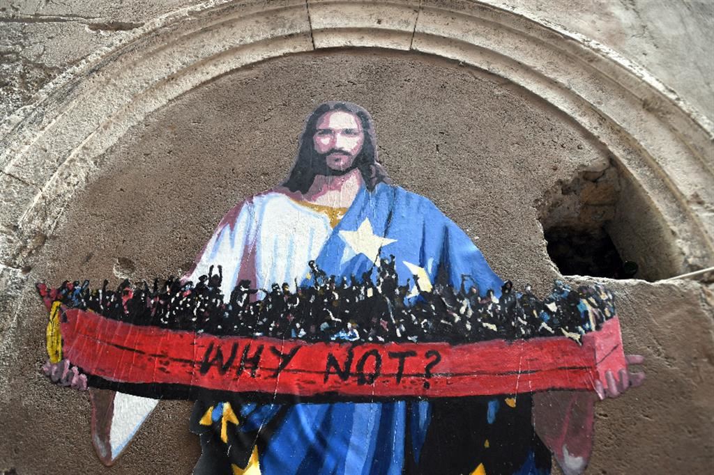 Why Not? Di Harry Greb. Il Murales realizzato nel centro di Roma per chiedere un impegno di tutta l'Europa per salvare e accogliere i migranti - Fotogramma