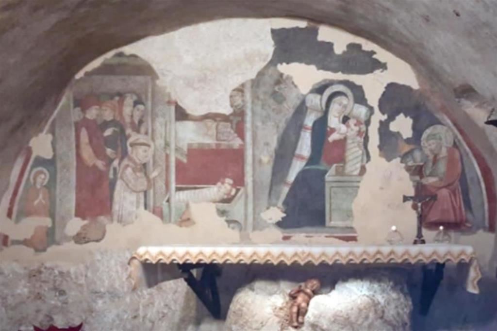 3) A Natale del 1223 a Greccio san Francesco volle mostrare la povertà di Gesù Bambino e fece allestire una mangiatoia con il fieno e due soli personaggi. Quali? - (Credit: Ansa)