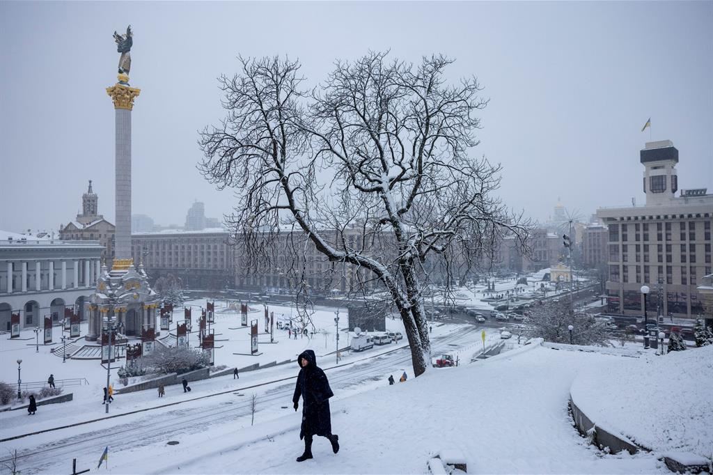 Kiev: la prima neve a Maidan