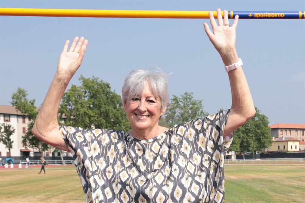 Sara Simeoni al campo Calvesi di Brescia, dove il 4 agosto 1978 stabilì il record mondiale di salto in alto