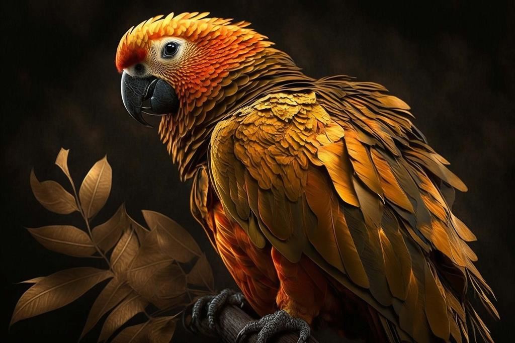 L'immagine di un pappagallo generata con l'intelligenza artificiale