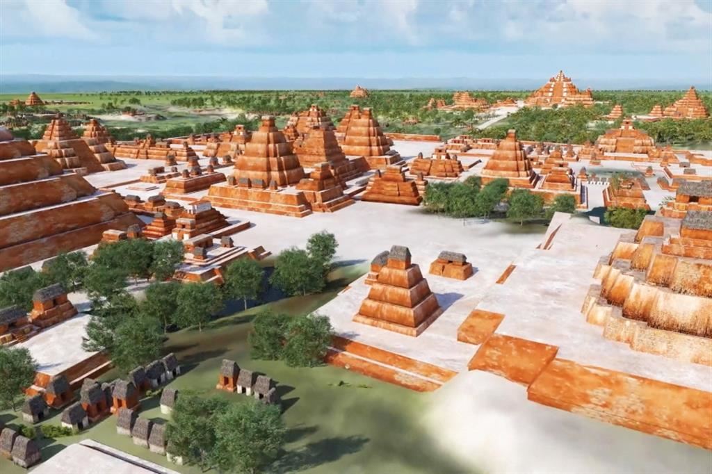 Una ricostruzione delle nuove città Maya scoperte in Guatemala