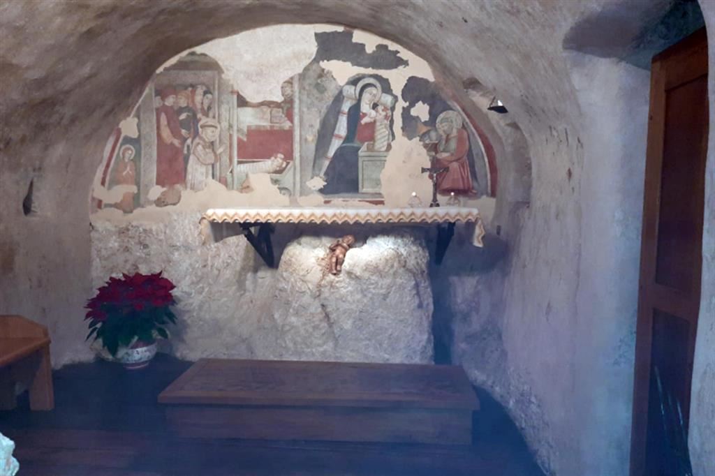 Il luogo dove san Francesco diede vita 800 anni fa al primo presepe della storia a Greccio. Qui papa Francesco ha voluto firmare nel 2019 la Lettera apostolica «Admirabile signum» sul presepe