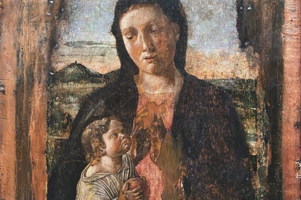 Giovanni Bellini, Madonna con il Bambino, circa 1460, tempera su tavola, particolare. Pag, Museo del Monastero delle Benedettine di Santa Margherita