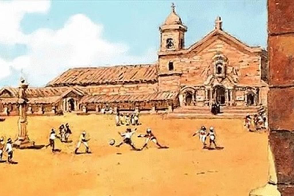Paraguay, un’illustrazione del XVII secolo: i guaranì inventori del calcio