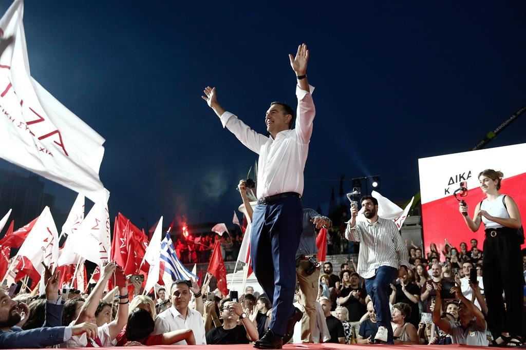 Tsipras durante un comizio per le elezioni parlamentari del 2023