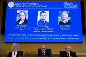 Nobel fisica 2023 per lo studio della materia attraverso gli attosecondi