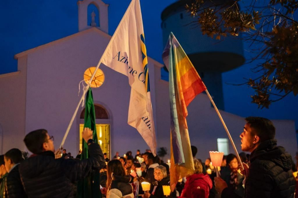 Un momento della Marcia per la pace a Terralba