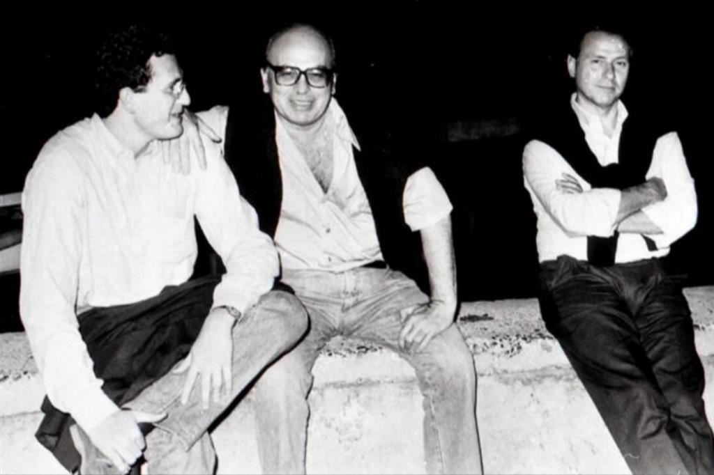 (da sinistra) Bobo Craxi, Bettino Craxi, Silvio Berlusconi