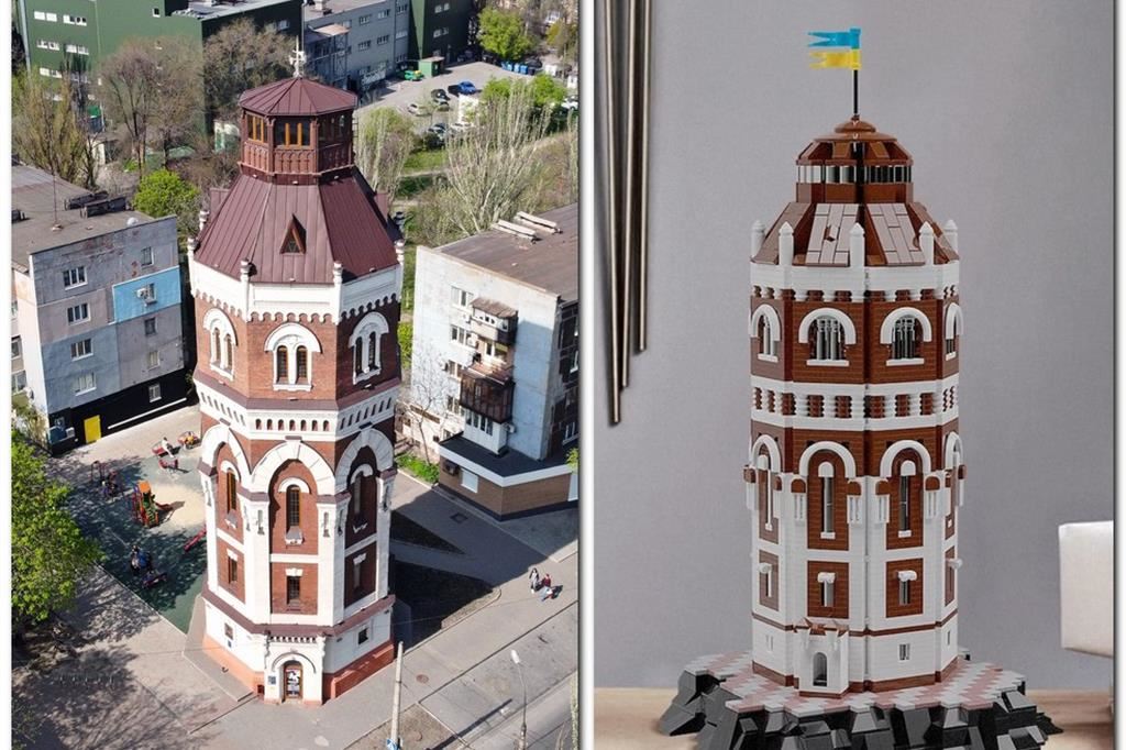 La “Vecchia Torre dell’acqua” di Mariupol e il set Lego creato dal designer Yevgen Tonyev