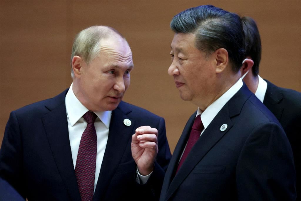 Il presidente russo Vladimir Putin con il presidente cinese Xi Jinping durante un meeting nel settembre 2022