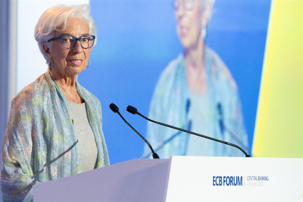 Christine Lagarde, presidente della Banca centrale europea, interviene a Sintra