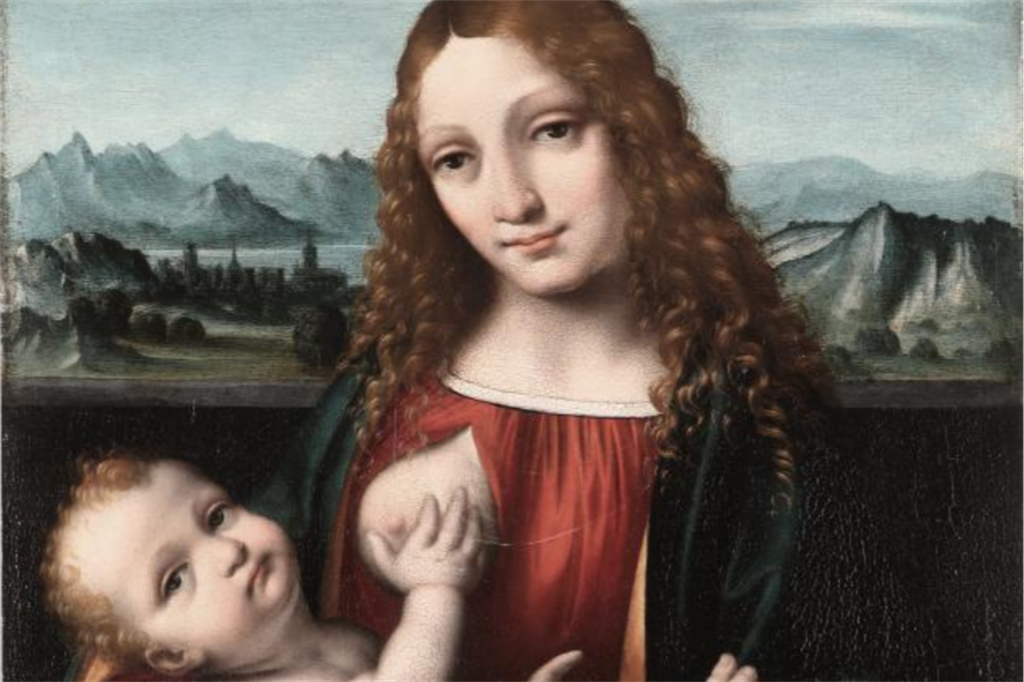 E' tornata alla Pinacoteca Ambrosiana la Madonna del latte di Marco d'Oggiono (particolare)