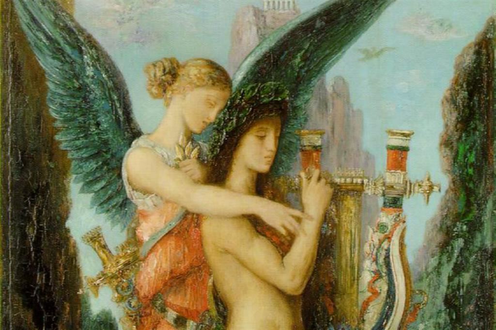 "Esiodo e la Musa" (1891) di Gustave Moreau (particolare). Parigi, Museo d'Orsay