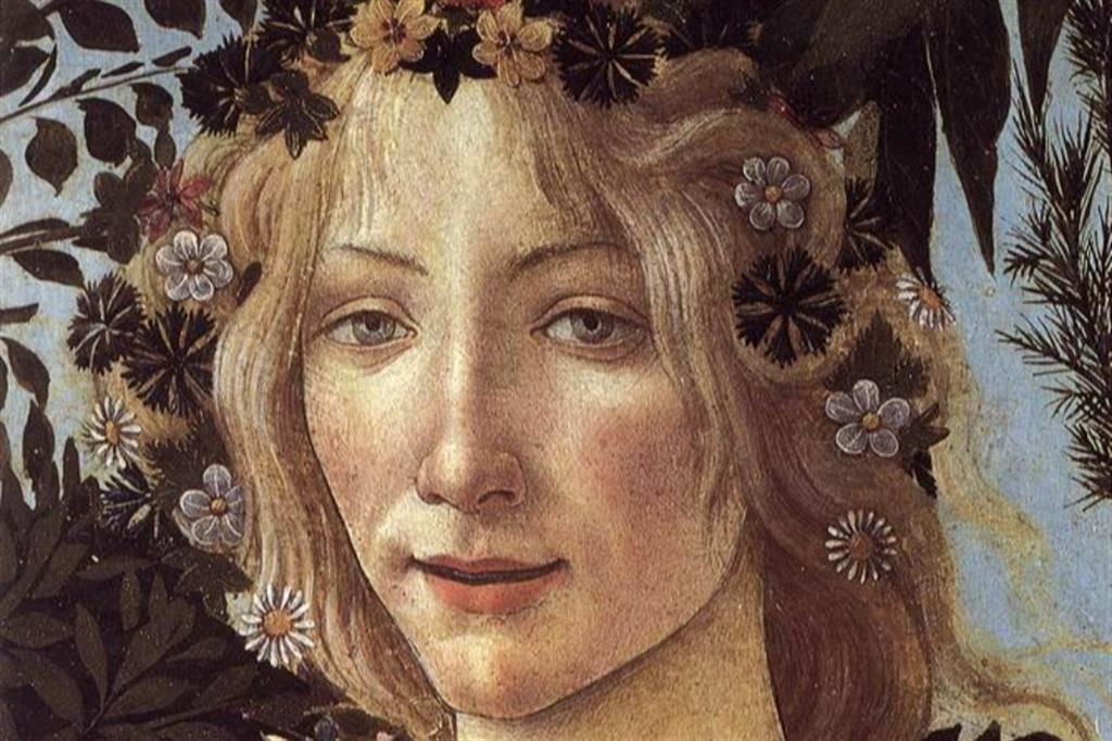 Il volto di Flora, particolare della "Primavera" di Botticelli
