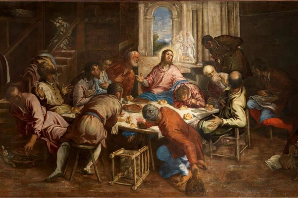 Tintoretto, “Ultima cena”. L’opera è in mostra a Cuneo fino al 5 marzo nella mostra “I colori della fede a Venezia”