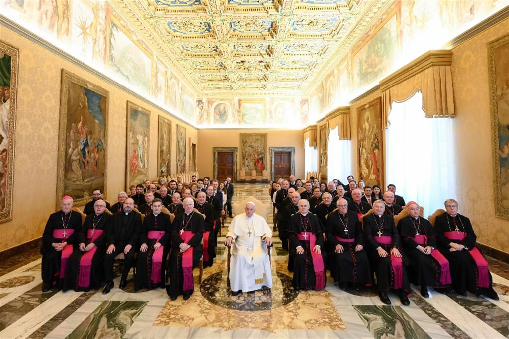 Papa Francesco con la delegazione della Comece ricevuta in udienza qualche giorno fa