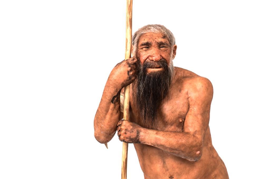 Una ricostruzione dell'uomo di Neanderthal al Muse di Trento