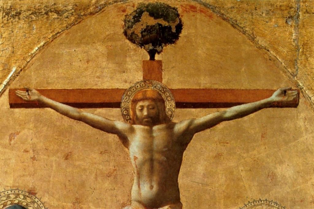 Masaccio, "Crocifissione", particolare. Napoli, Museo di Capodimonte