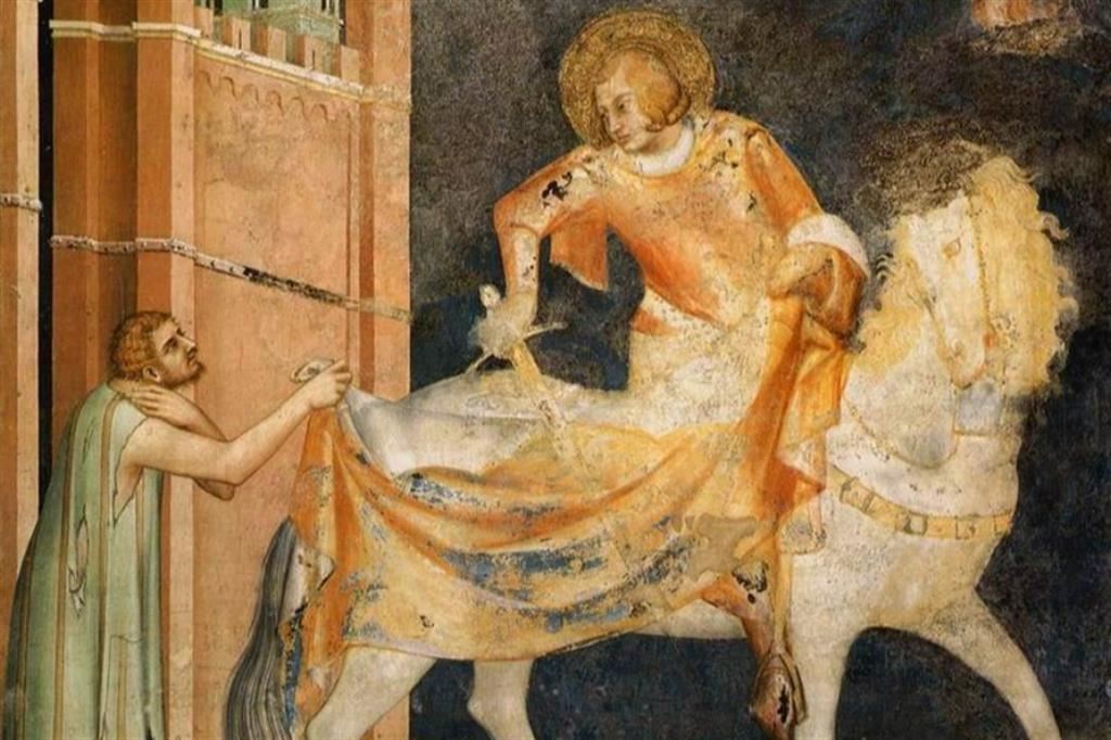 “San Martino dona il mantello”, dal ciclo della cappella di San Martino nella Basilica inferiore di San Francesco d’Assisi