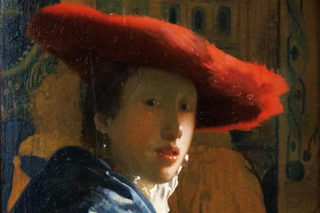 Jan Vermeer, “Ragazza con cappello rosso”, 1666-1667 circa (particolare)