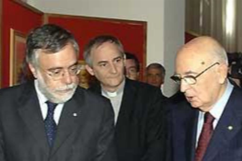 Il presidente Napolitano con un giovane Matteo Zuppi e Andrea Riccardi
