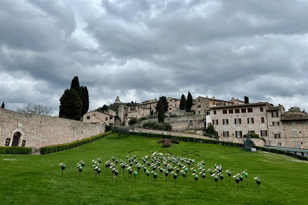 Germinazione della pace, ad Assisi installazione scultorea di Giuseppe Carta