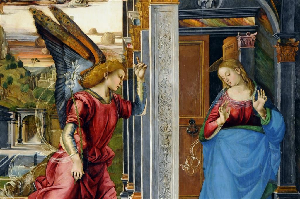 Luca Signorelli, “Annunciazione”, 1491 (particolare). Volterra, Parrocchia Basilica Cattedrale presso Pinacoteca Civica di Volterra
