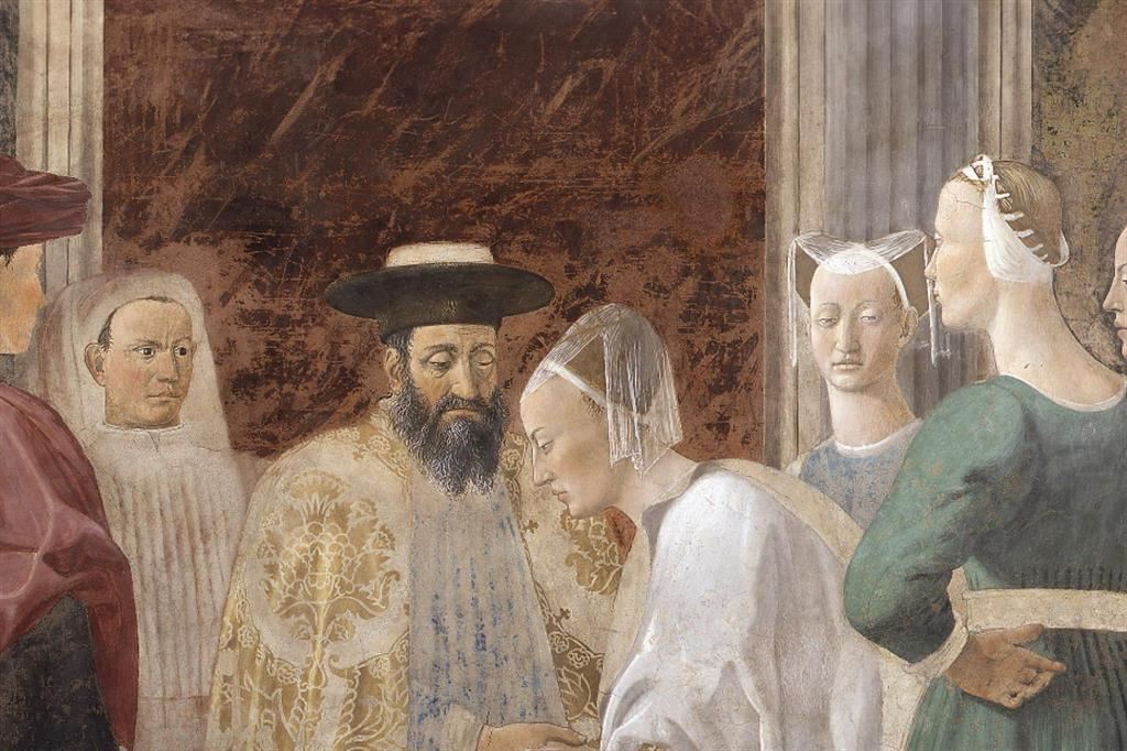 Uno degli affreschi di Piero della Francesca che compongono l'opera "Leggenda della Vera Croce"