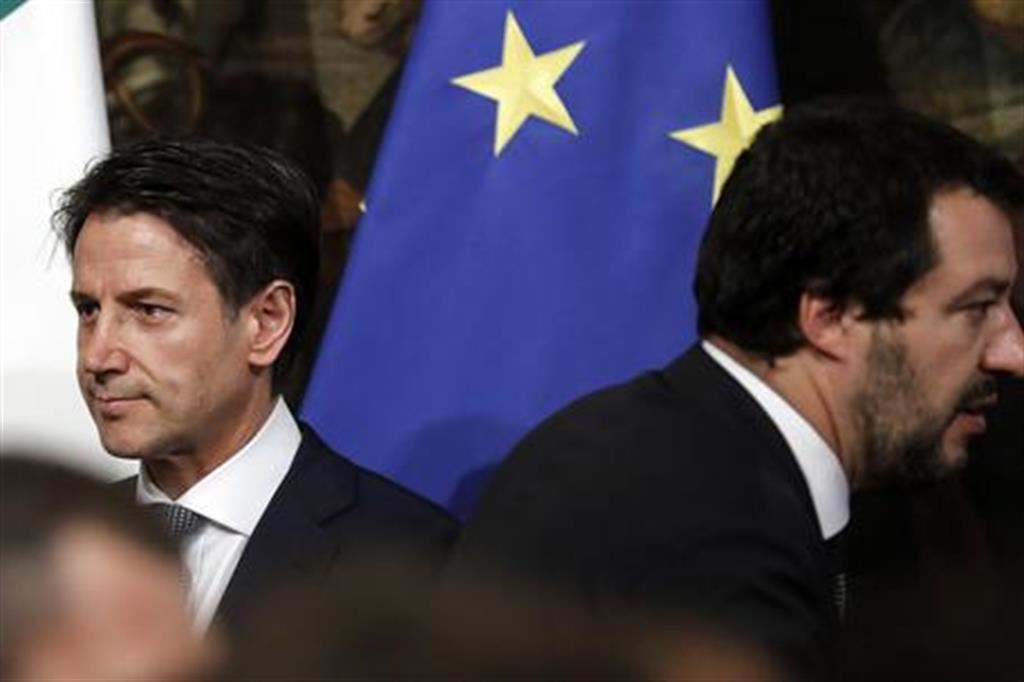 Conte e Salvini ai tempi del governo insieme, nel 2019