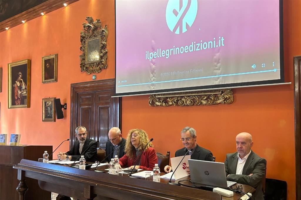 Un momento della conferenza stampa di presentazione de "Il Pellegrino" presso Villa Malta a Roma