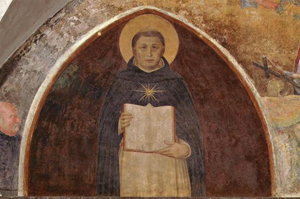 Firenze, convento di San Marco: san Tommaso d’Aquino con la “Summa Theologiae” in un affresco del Beato Angelico