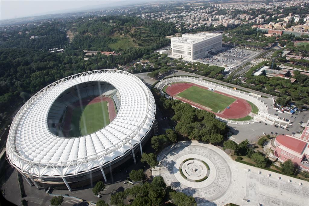 Lo stadio Olimpico e lo stadio dei Marmi nel complesso del Foro Italico