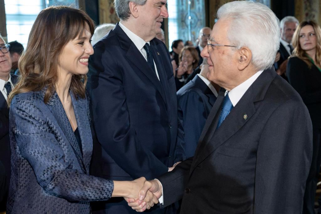 Il presidente della Repubblica con Paola Cortellesi