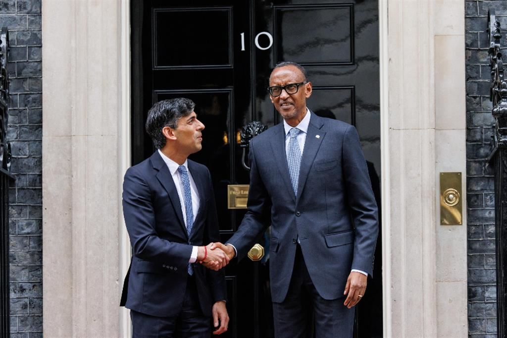Rishi Sunak e Paul Kagame a Downing Street