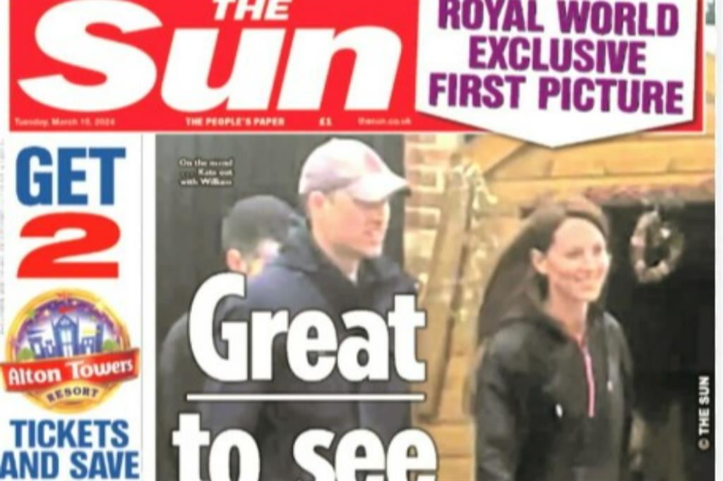 La copertina del Sun che annuncia l'esclusiva su Kate