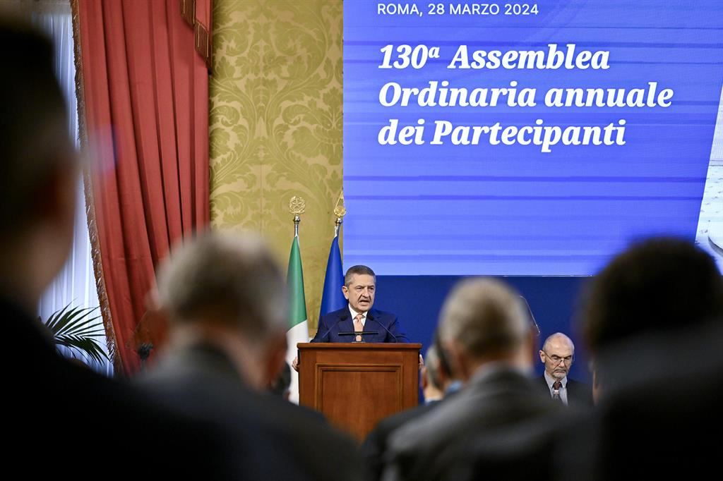 Il governatore della Banca d'Italia, Fabio Panetta, all'assemblea dei partecipanti