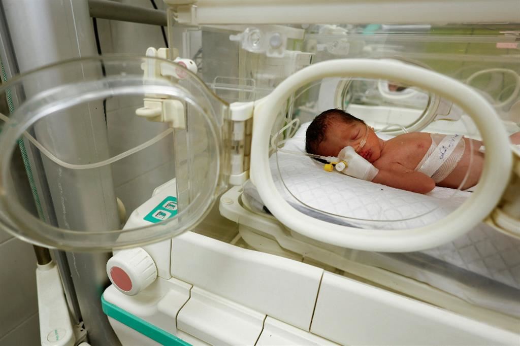 La neonata nella clinica di Rafah