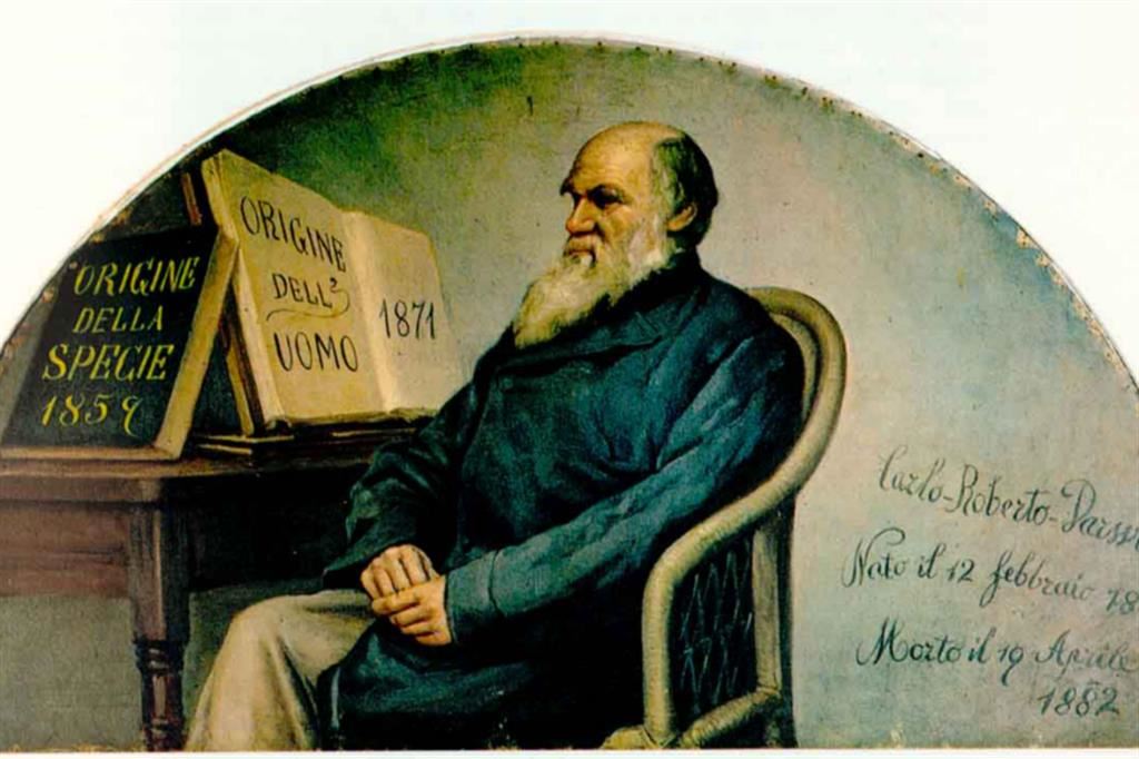 Un'illustrazione che ritrae Charles Darwin