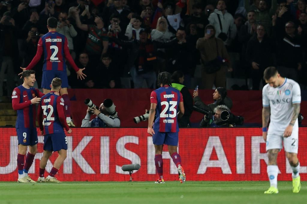 L'esultanza del Barcellona dopo un gol
