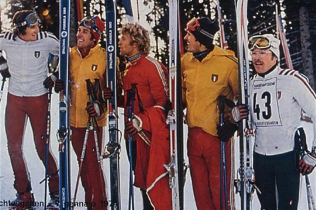 Lo squadrone italiano che il 7 gennaio del 1974 conquistò le prime cinque posizioni dello slalom gigante di Coppa del Mondo a Berchtesgaden in Germania