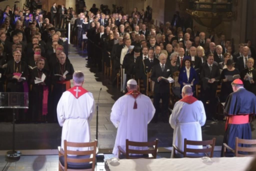 Celebrazione ecumenica a Lund nel 2016 con il Papa