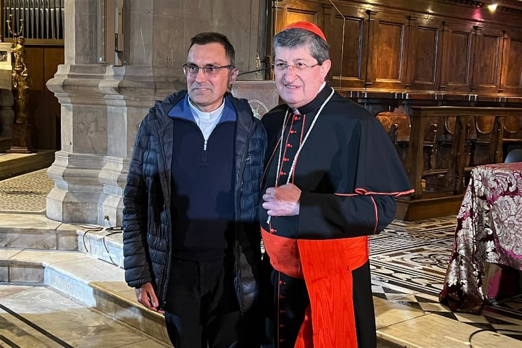 Don Gherardo Gambelli, arcivescovo eletto di Firenze, e il cardinale Giuseppe Betori