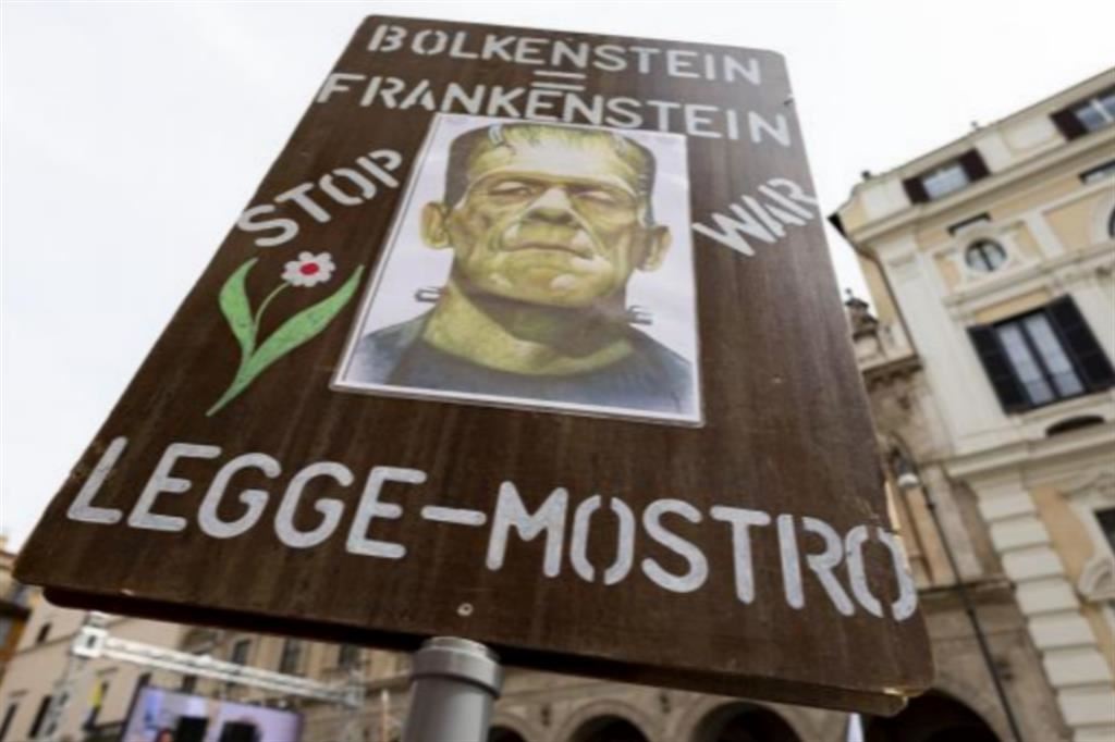 Manifestanti contro la direttiva europea Bolkestein