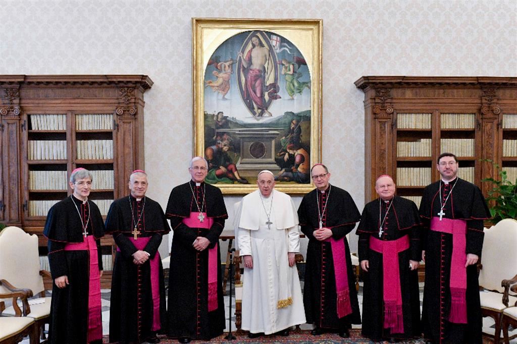 Papa Francesco con i vescovi dell'Umbria in visita ad limina