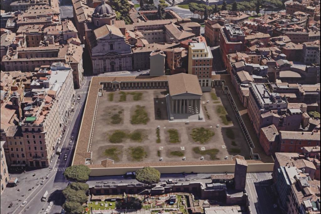 Ricostruzione dell'area della Porticus Minucia - Soprintendenza Speciale di Roma