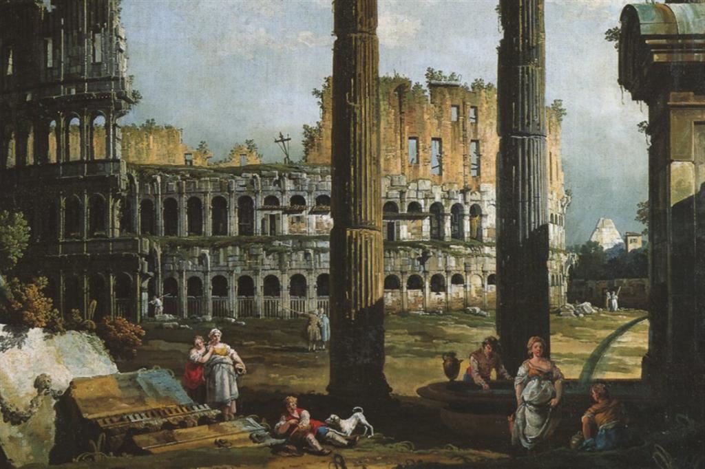 Bernardo Bellotto, “Capriccio romano con il Colosseo”