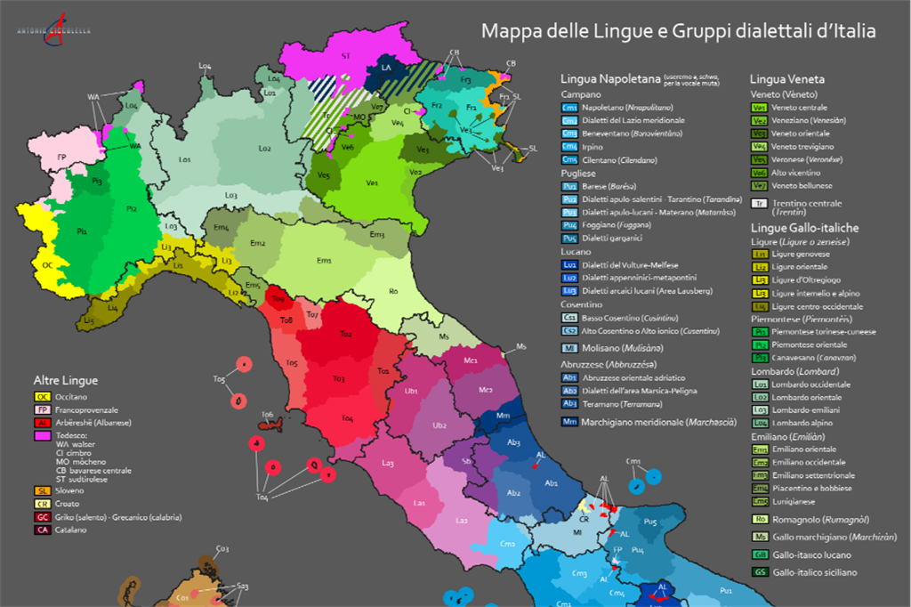Mappa dei dialetti d'Italia